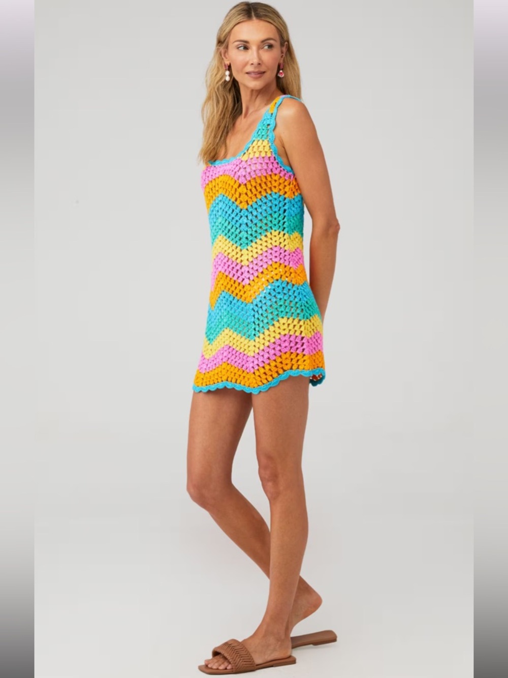 Show Me Your Mumu Women's Tara Mini Dress Sea Breeze Crochet Size Small - Picture 4 of 9
